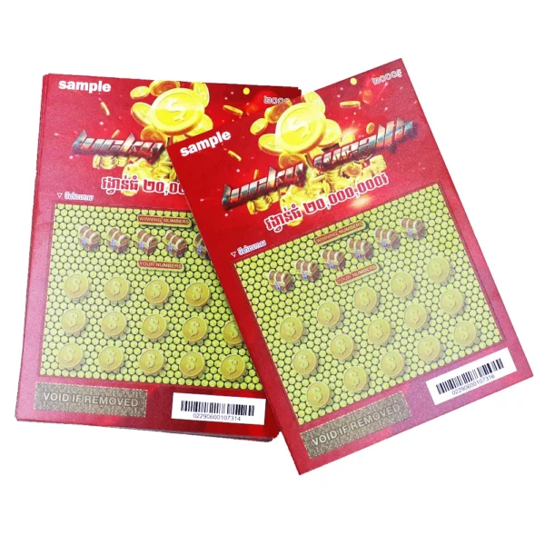 Hot Selling Custom Double Side Printing Serial Numbering Scratch Off Lottery Ticket Gambling Games - Image 2