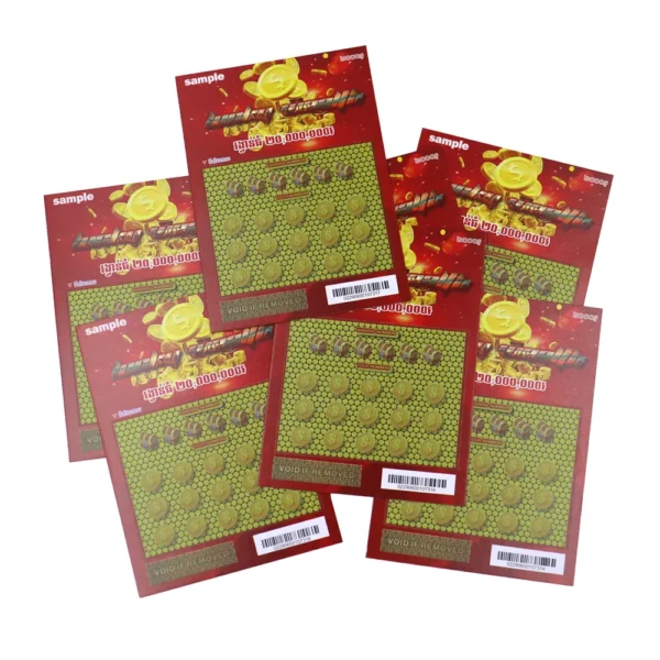 Hot Selling Custom Double Side Printing Serial Numbering Scratch Off Lottery Ticket Gambling Games - Image 1