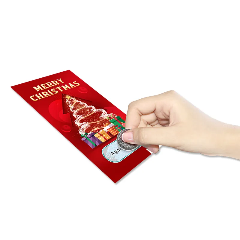 Custom Scratch Ticket 2025 New Design Digital Printing Coating Barcode Black Core Paper Scratch and Win Cards - Image 1